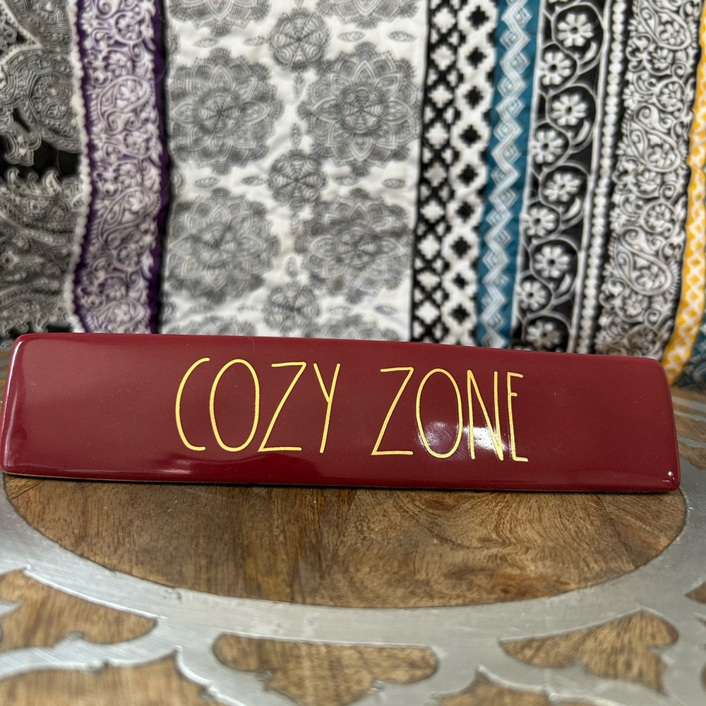 Rae Dunn Cozy Zone Burgundy Decorative Sign
